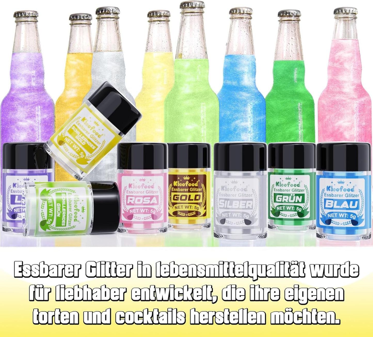 Kicofood, brokat jadalny, 5 gramów, różne kolory Sklep Glitter Naty