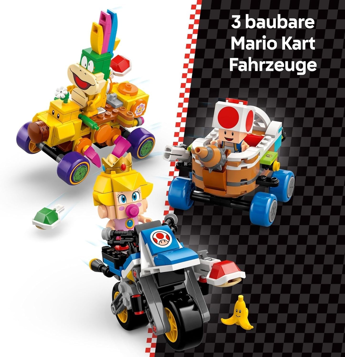 LEGO Super Mario: Mario Kart — zestaw Baby Peach i Grand Prix, figurki Nintendo — Toad, Lakitu, Baby Peach i Lemmy, prezent dla chłopców, dziewcząt i graczy w wieku powyżej 8 lat, zabawka przygodowa 72036 Zestawy do budowania Szukaj w sklepie LEGO