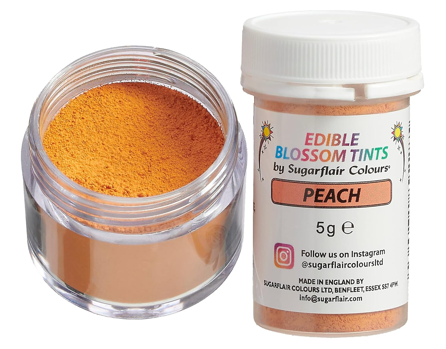 Sugarflair Blossom Tint Dust Peach Food Coloring Powder - Barwnik spożywczy w proszku do dekoracji ciast, fondantów, lukrów, czekolady, kremu maślanego, makaroników i nie tylko - 5G