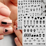 12 Blatt Nagelsticker Geometrysch Nagelaufkleber Selbstklebend Schwarz-Weißes Mysteriöses Dreieck Nail Art Naklejka Dekoracja Nageldesign Zubehör