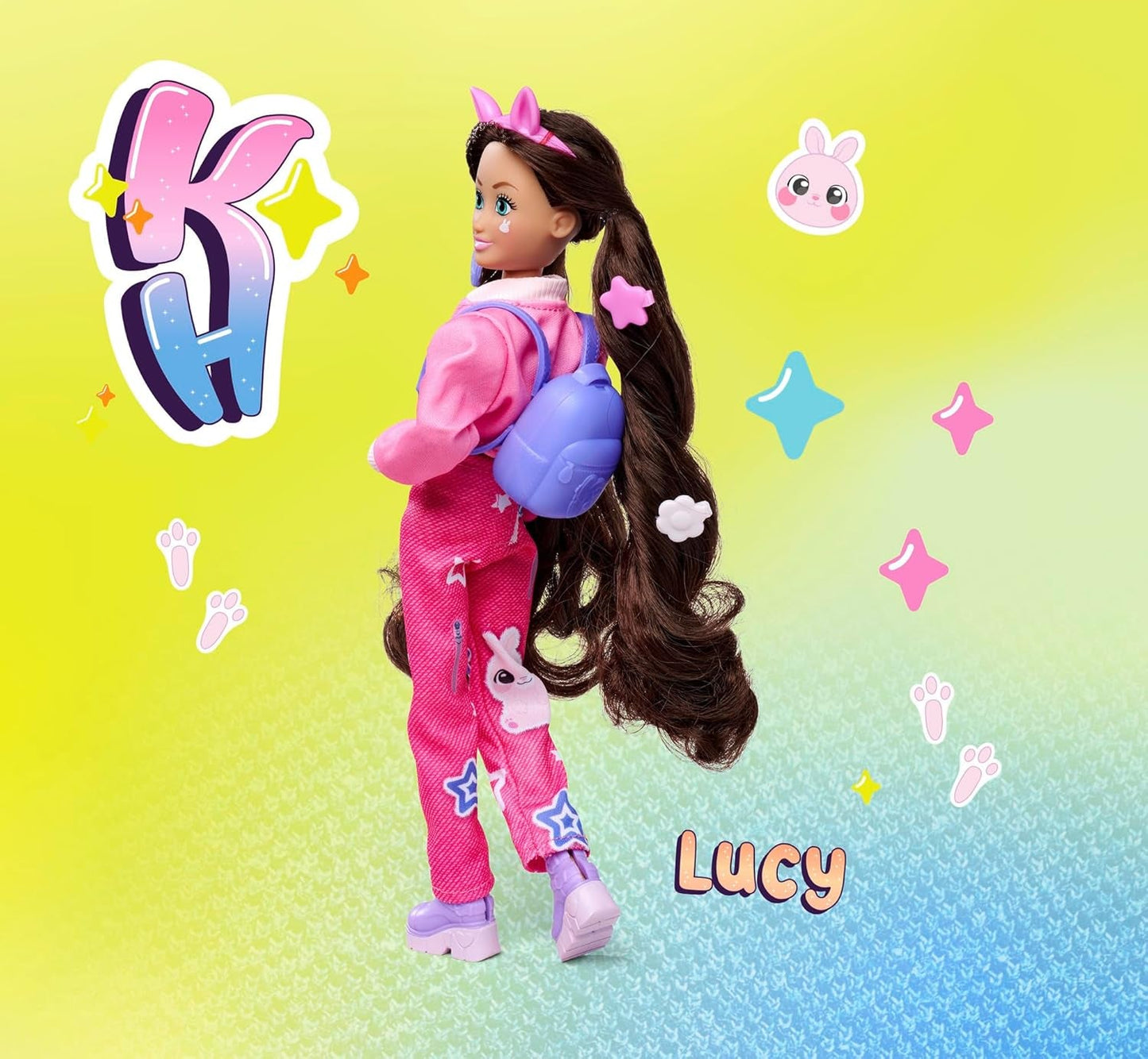 Simba 105953975 — Kawaii Hi Dress-Up Lalka Lucy (26 cm) — przegubowa lalka fryzjerska, lalka-królik z długimi włosami i akcesoriami Zabawka dla dzieci od 4 lat