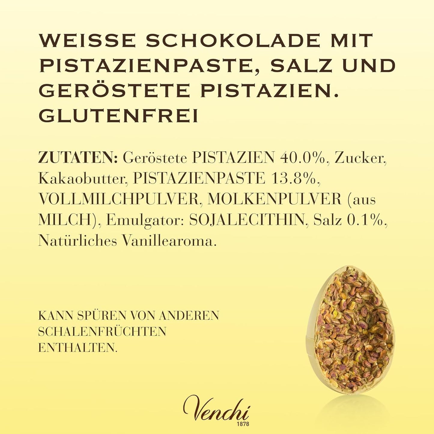 Venchi - Czekoladowe jajko o smaku pistacjowym, z całą pistacją, z niespodzianką, bezglutenowe, 500g, kolekcja wielkanocna, pomysł na prezent