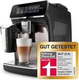 Automatyczny ekspres do kawy PHILIPS seria 3300 - 6 napojów, nowoczesny kolorowy ekran dotykowy, system przygotowania mleka LatteGo, SilentBrew, młynek 100% ceramiczny, filtr AquaClean. Czarny chrom (EP3347/90)
