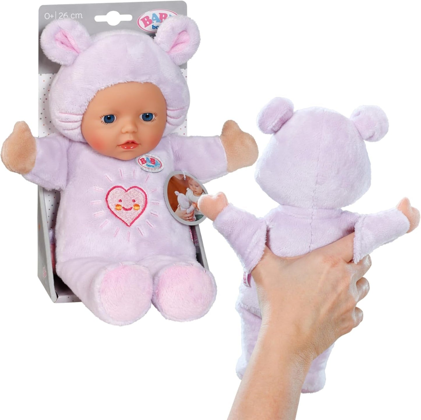 Lalka Baby Born for Babies Mouse, 26 cm, z uszami i kieszeniami na palce, dla noworodków, 836590 Zapf Creation, różowy