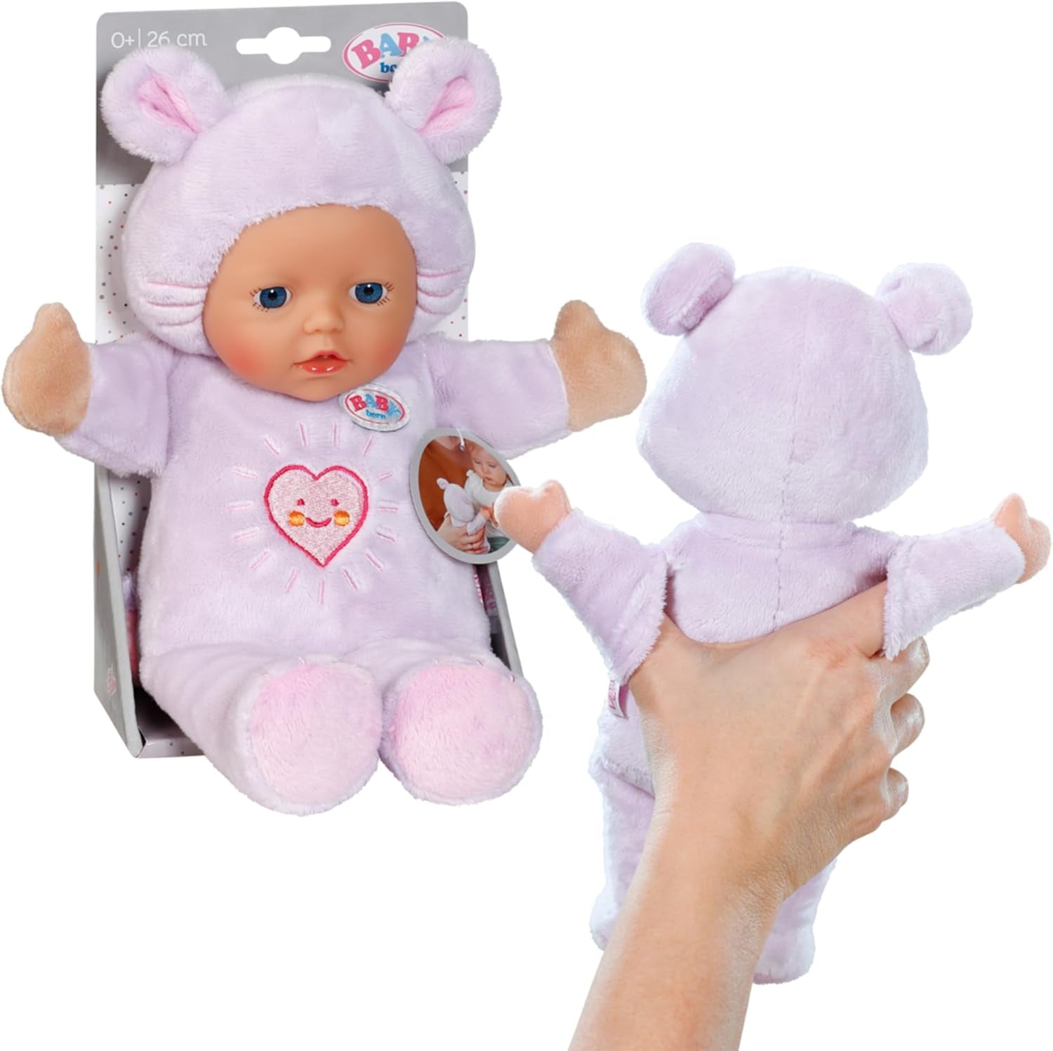 Lalka Baby Born for Babies Mouse, 26 cm, z uszami i kieszeniami na palce, dla noworodków, 836590 Zapf Creation, różowy
