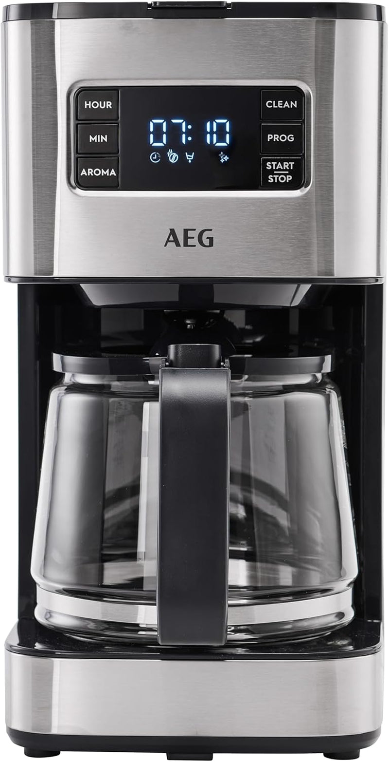 Ekspres AEG Deli 5, 1,5 l, programowalny timer, funkcja utrzymywania ciepła, wyłącznik bezpieczeństwa, wskaźnik poziomu wody, optymalne dozowanie, funkcja zapobiegająca kapaniu, stal nierdzewna, CM5-1-6ST