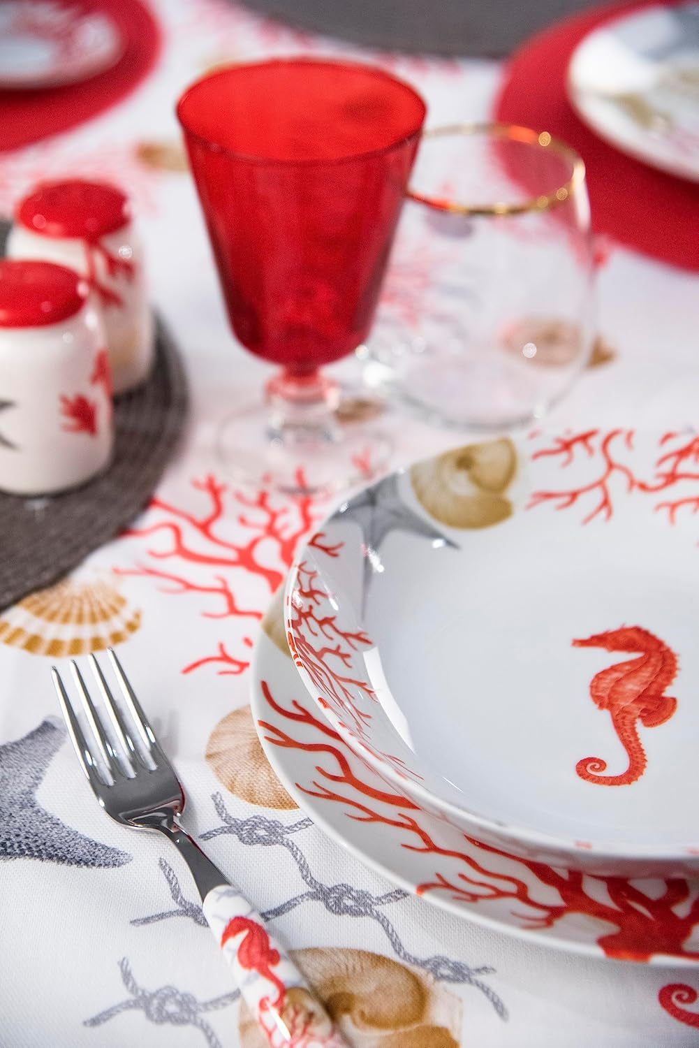 Serwis stołowy Excelsa Coral, 18 sztuk, porcelana, czerwony
