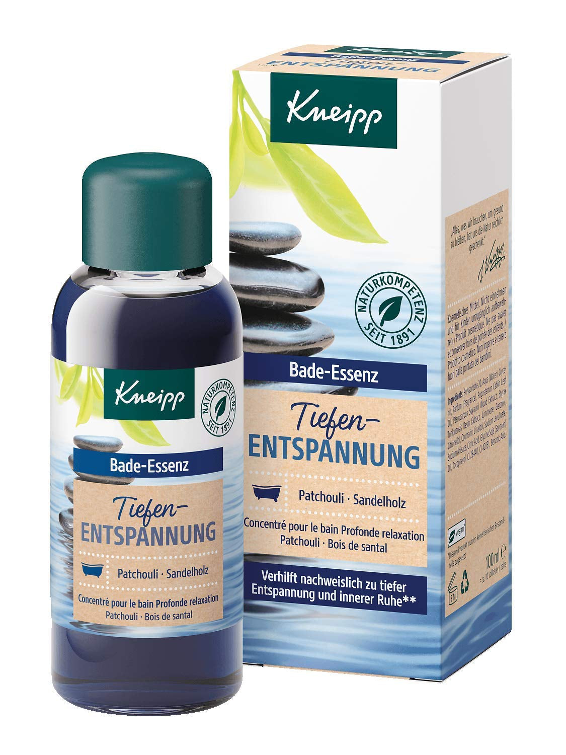 Kneipp, olejek do kąpieli z naturalnym olejkiem eterycznym z paczuli i ekstraktem z drzewa sandałowego do głębokiego relaksu i uspokojenia, 100ml Naty Shop