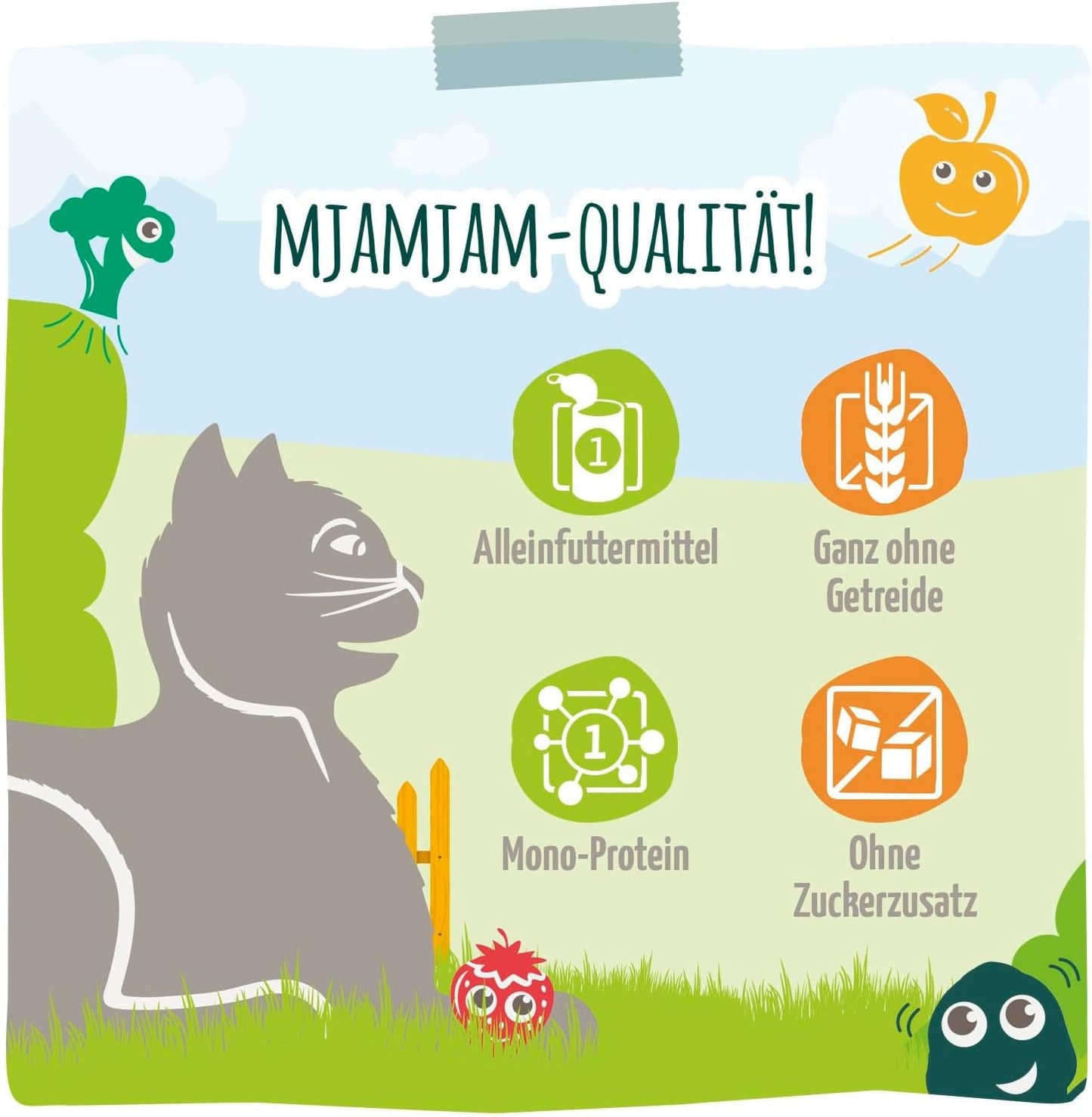 MjAMjAM - Premium Nassfutter für Katzen - Pudełko Chicks & Friends, pakiet 9 sztuk (9 x 300 g), getreidefrei mit extra Fleisch