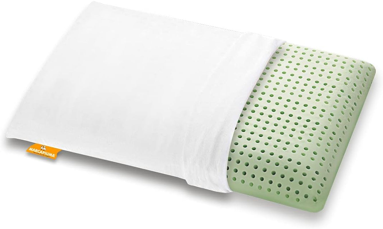 Poduszka Marcapiuma z pianki memory, zielona, naturalna, z ziołami, 2 szt. Poduszki standardowe Naty Shop