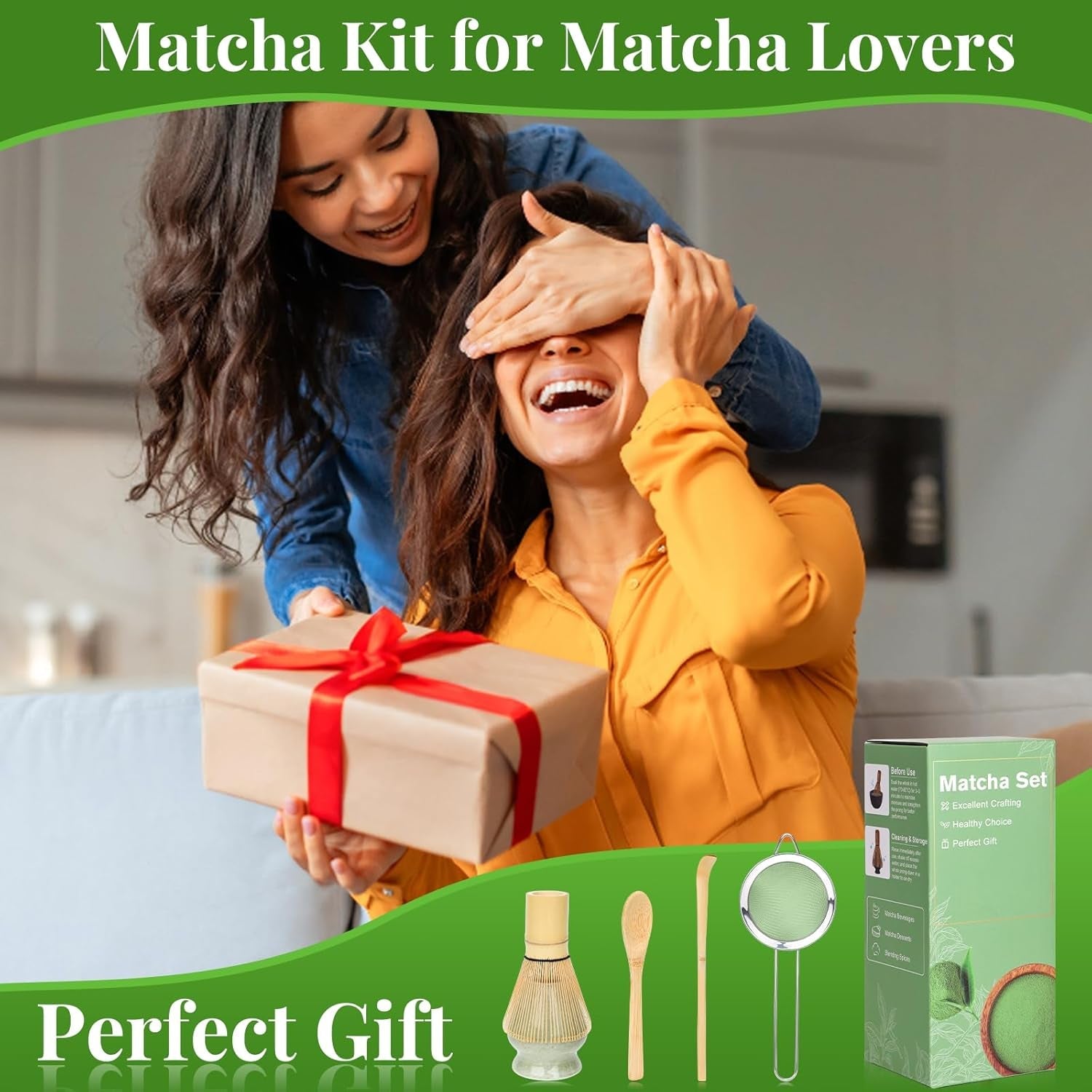 Zestaw Alyvisun Matcha, 5-częściowy zestaw do herbaty Matcha z czajniczkiem Matcha i stojakiem na herbatę Matcha, łyżeczka, łyżeczka, zestaw do herbaty Matcha dla miłośników Matcha, idealny dla początkujących i entuzjastów