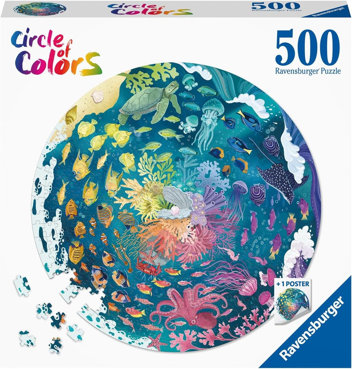 Ravensburger Puzzle 17170 Koło kolorów - Ocean i łódź podwodna Puzzle 500 elementów Puzzle Naty Shop