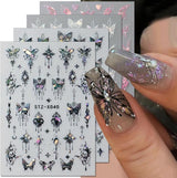 3D Metallic Schwarz Schmetterling Nagelsticker - Laser Pink Aurora Nagelaufkleber - Punk Butterfly Nail Art Naklejki - Srebrne naklejki do paznokci - Nageldesign Zubehör