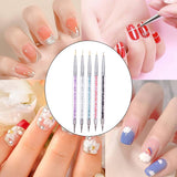 Zestaw 5 Stück Nagel Pinsel, Nageldesign Pinsel, Narzędzia do zdobienia paznokci, Profesjonalny długopis akrylowy z podwójną końcówką do zdobienia paznokci DIY