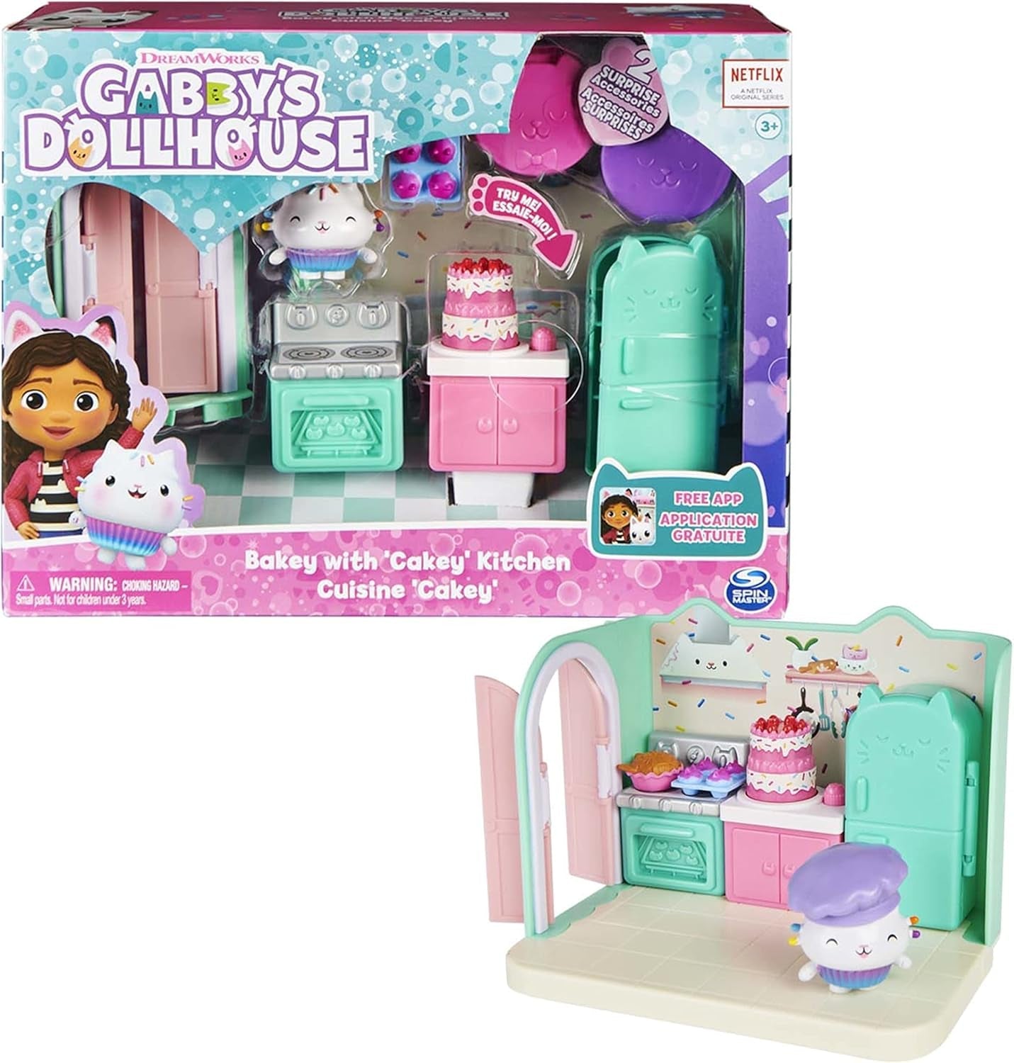 Domek dla lalek Gabby i domek dla lalek Gabby Pokój Deluxe Sweet Dreams Puszysty kot Poduszka do sypialni Kot i 3 akcesoria 3 elementy mebli i 2 pudełka z niespodziankami Odpowiednie dla dzieci w wieku od 3 lat