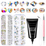 Makartt Żel samoprzylepny Rhinestone - 15 ml Zestaw klejów do paznokci UV z różowymi zawieszkami do paznokci Serce Koło Biżuteria do paznokci i akcesoria do projektowania paznokci do domowego manicure Prezent na Walentynki