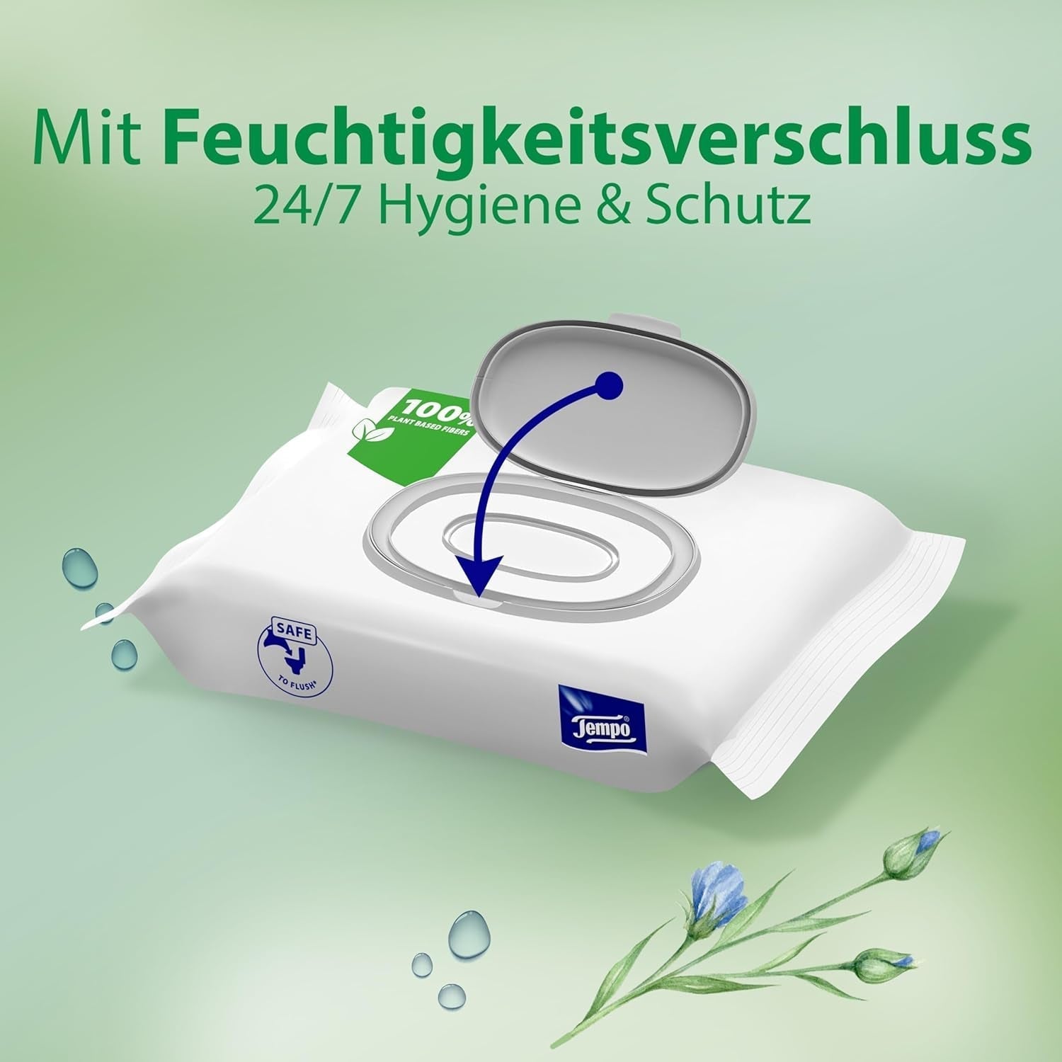 Chusteczki toaletowe nawilżone Tempo „Gentle & Sensitive” - Megapack - 16 opakowań po 42 chusteczki w każdym - Duo Pack - Natural Aloe Vera - Papier higieniczny, testowany dermatologicznie, neutralny dla skóry