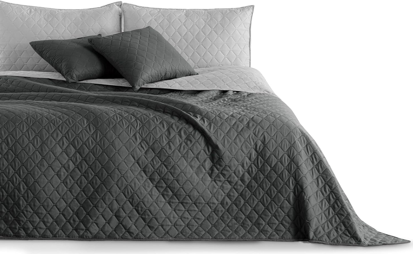 Narzuta Decoking 200 x 220 cm Grafit Antracyt Srebrnoszary Dwustronna narzuta łatwa w utrzymaniu Axel Łóżka i koce Besuche den DecoKing-Store Axel Grafit Srebrny 200 x 220 cm