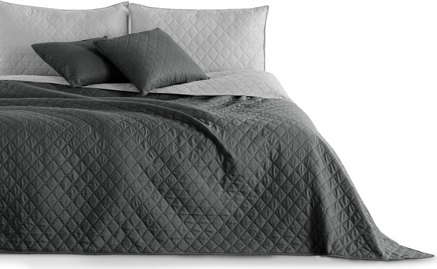 Narzuta Decoking 200 x 220 cm Grafit Antracyt Srebrnoszary Dwustronna narzuta łatwa w utrzymaniu Axel Łóżka i koce Besuche den DecoKing-Store Axel Grafit Srebrny 200 x 220 cm