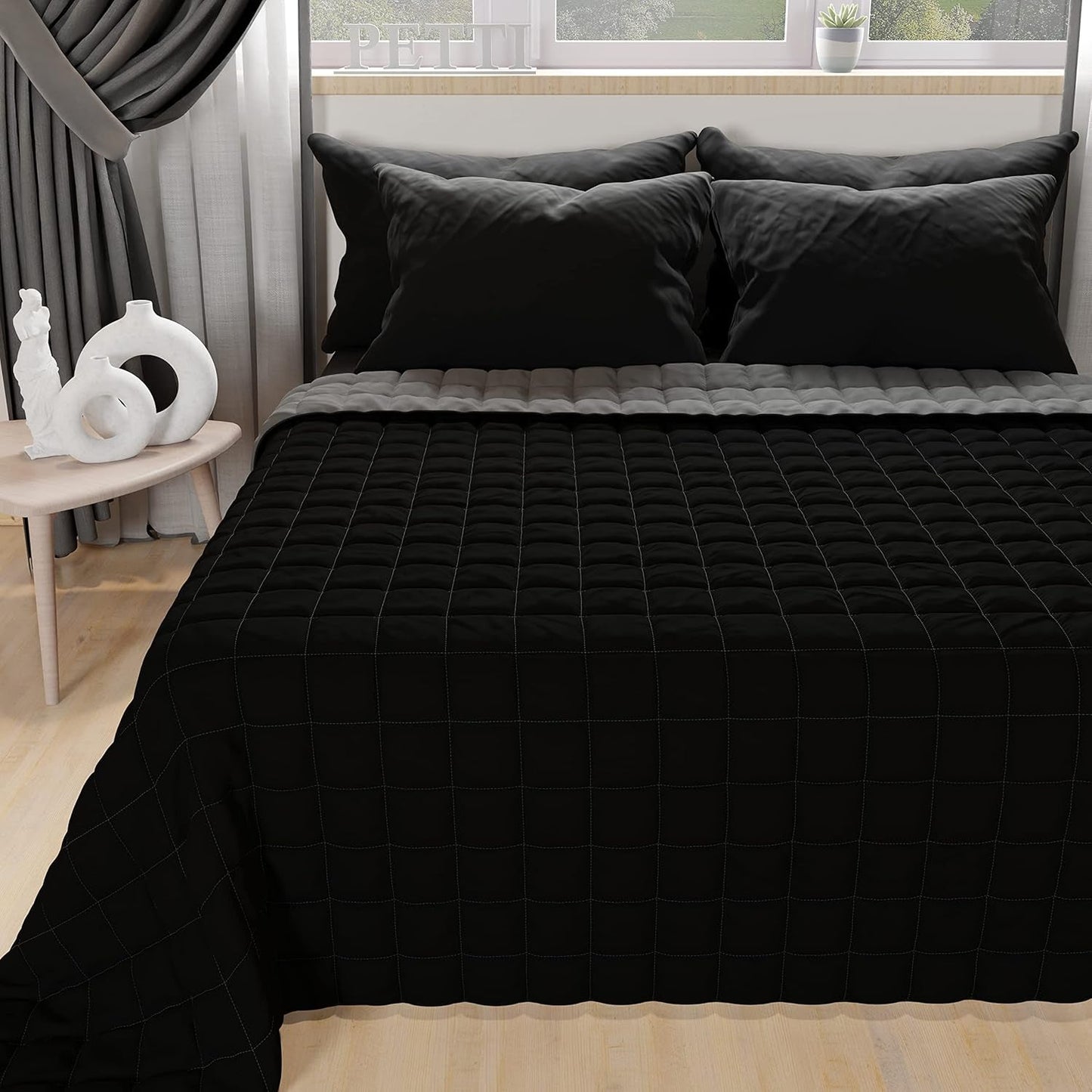 PETTI Artigiani Italiani - Narzuta na łóżko pojedyncze, narzuta dwustronna, narzuta sprężynowa, granatowy, biały, 100% Made in Italy Kołdry i kołdry Naty Shop Orange Rozmiar łóżka 160 (240X260 cm)