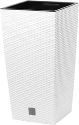 Doniczki/garnki Prosperplast imitujące rattan z wkładem | 26,5 x 26,5 x 50 cm | antracyt | odporny na warunki atmosferyczne i promieniowanie UV | wykonane z wytrzymałego plastiku | do wnętrz i na zewnątrz