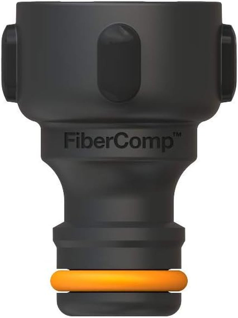 Złącze do kranu Fiskars, do kranów, Ø 21 mm (G 1/2"), FiberComp, rozmiar uniwersalny, 10 g, czarny/pomarańczowy, 1027053
