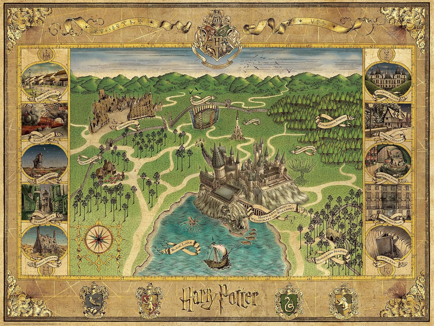 Ravensburger Puzzle 12000720 - Mapa Hogwartu - 1500 elementów Puzzle dla dorosłych i dzieci w wieku 14+ Harry Potter Fan Merchandise Puzzle Naty Shop Fantasy