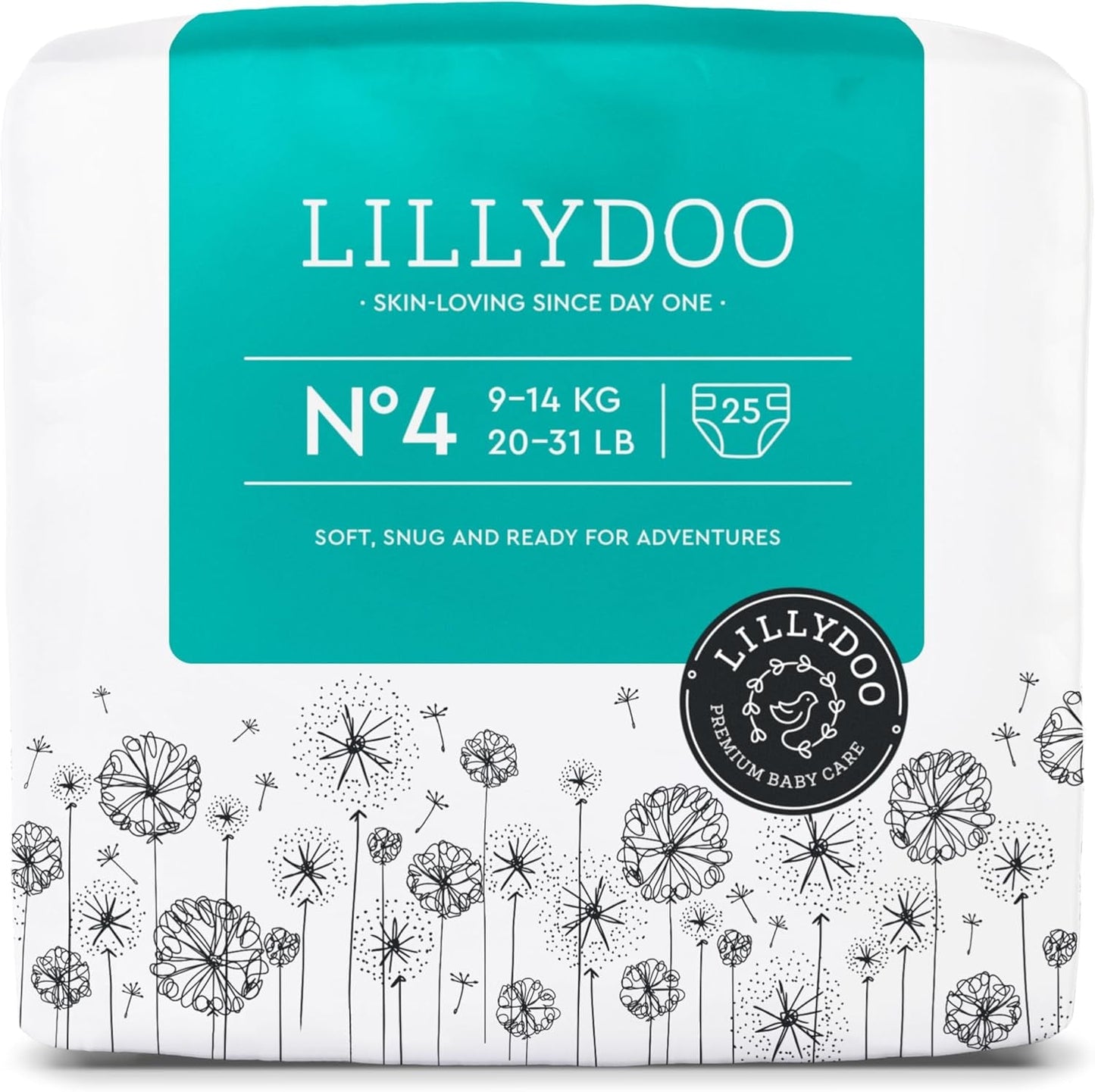 LILLYDOO Pieluszki dziecięce Przyjazne dla skóry - rozmiar 3 (6-10 kg), 29 sztuk, niezawodna ochrona przed wyciekami, miękkie, bezzapachowe i bez balsamu dla skóry wrażliwej, testowane dermatologicznie