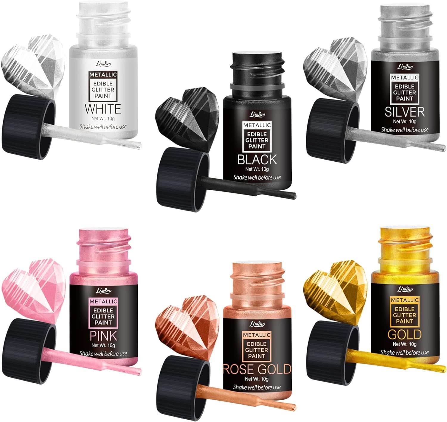 Brokat jadalny w płynie, 60 ml Naty Shop Zestaw 6 kolorów x 10 ml