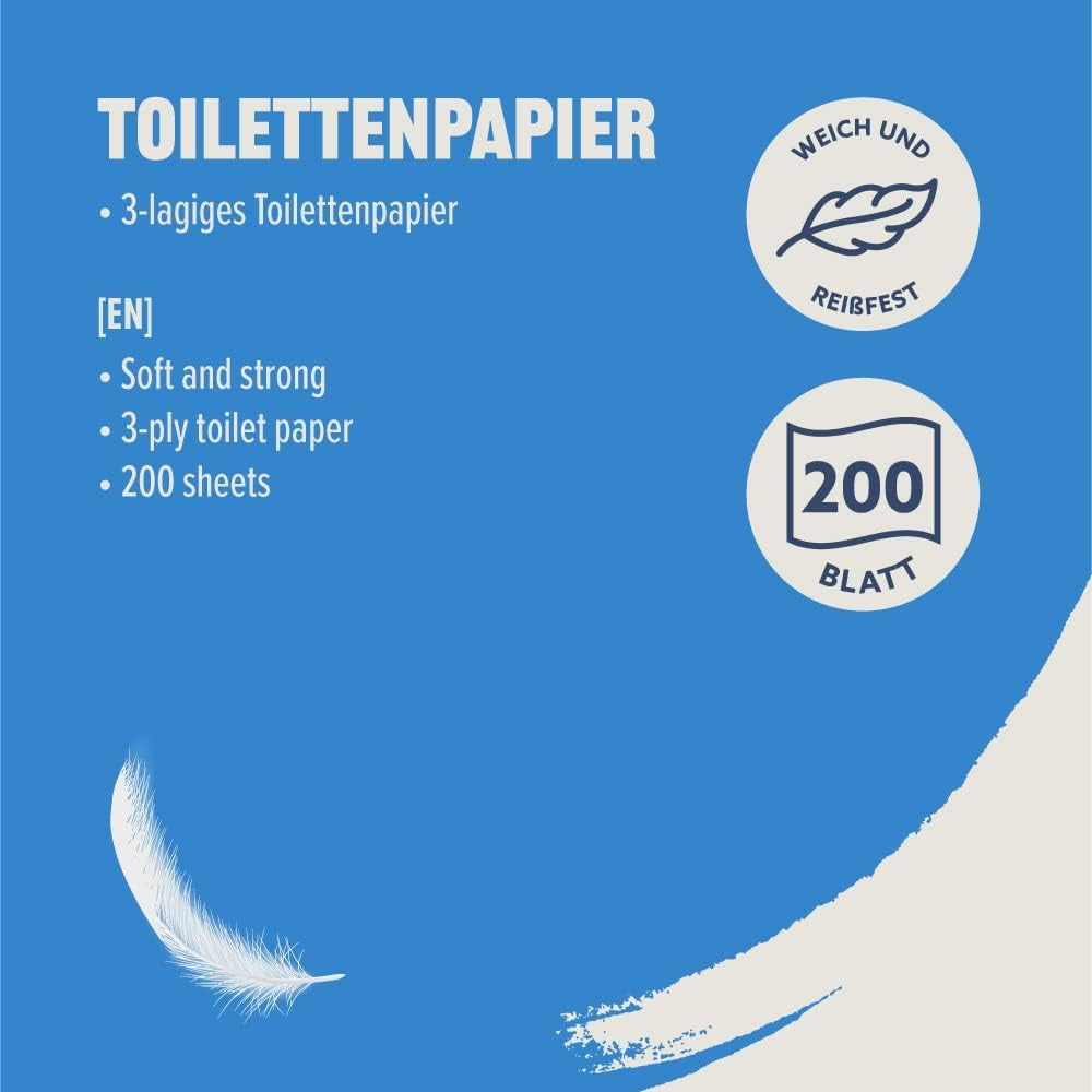 By Amazon Papier toaletowy, 3 warstwy, 10 rolek (10 rolek, 1 opakowanie) 200 arkuszy w rolce, certyfikat Fsc