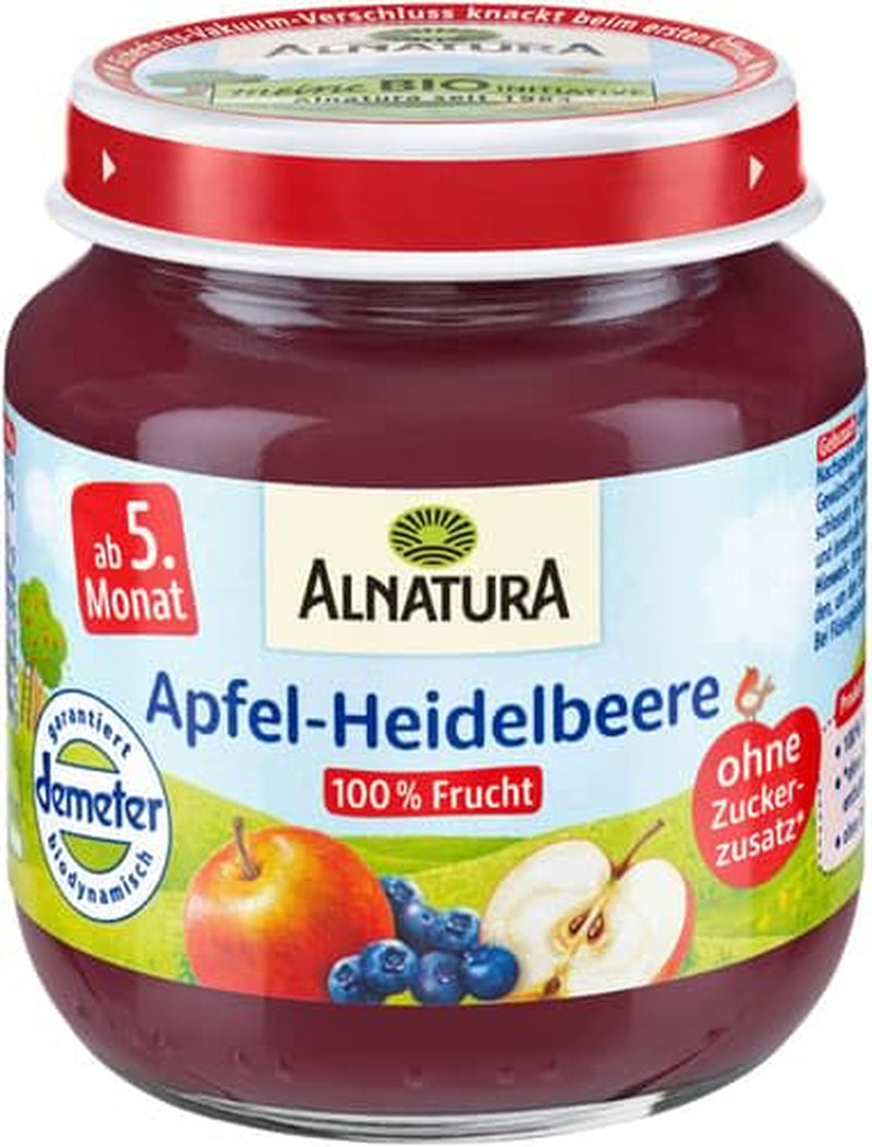 Demeter szklany słój z jabłkami i jagodami, 125 g