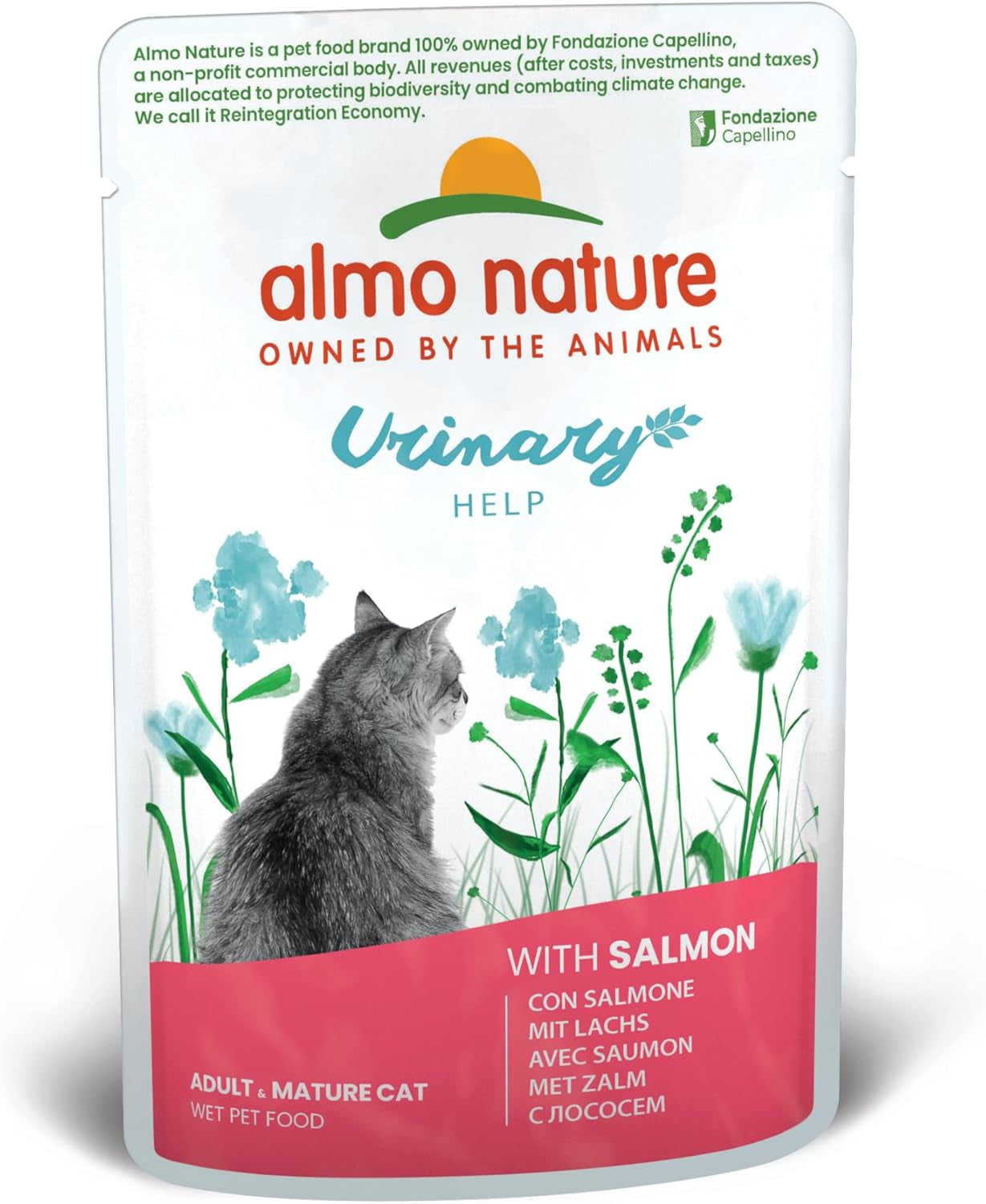 almo nature Functional Urinary Help - Mokra karma dla dorosłych kotów z łososiem - Wspomaga zdrowie dróg moczowych - 30 saszetek po 70 g