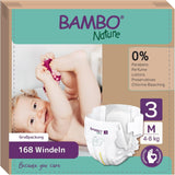 Pieluszki dziecięce Bambo Nature, rozmiar 1 (2-4 kg), 132 sztuki w pudełku miesięcznym | Pieluszki Premium ze zwiększoną ochroną przed wyciekami | Najwyższy komfort i swoboda dla noworodków | Pieluszki testowane dermatologicznie