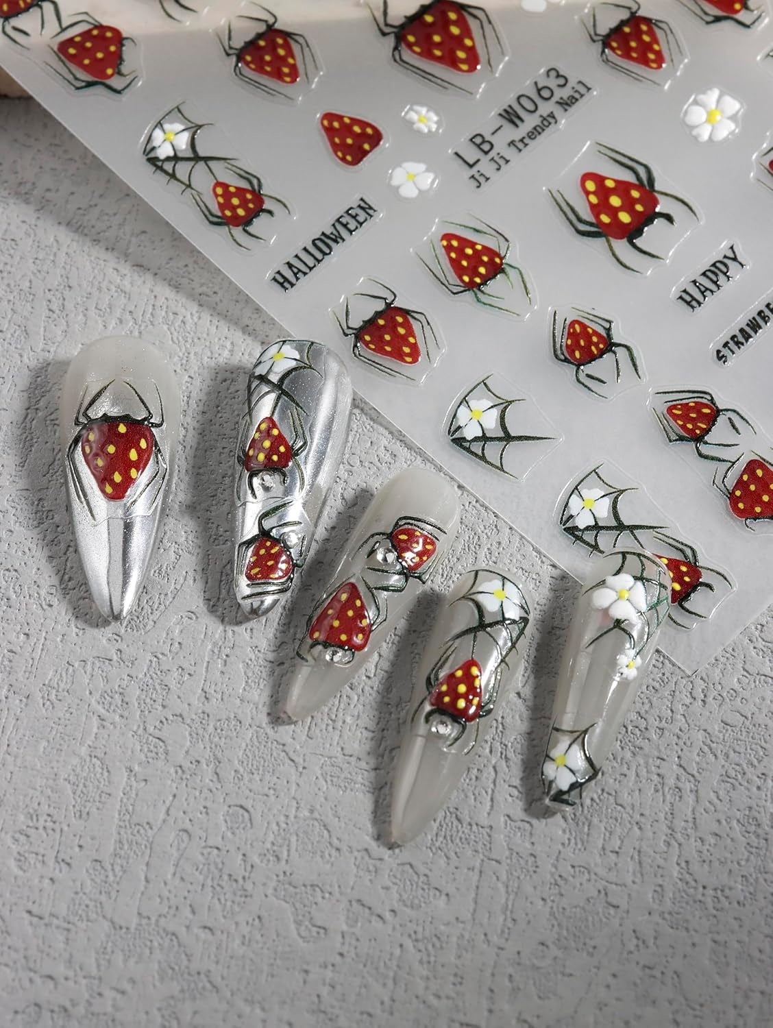 JMEOWIO Nagelsticker Halloween 9 Blatt Nail Art Naklejka Selbstklebend Nagelaufkleber Süße Geisterblume Dekoration Nageldesign Zubehör