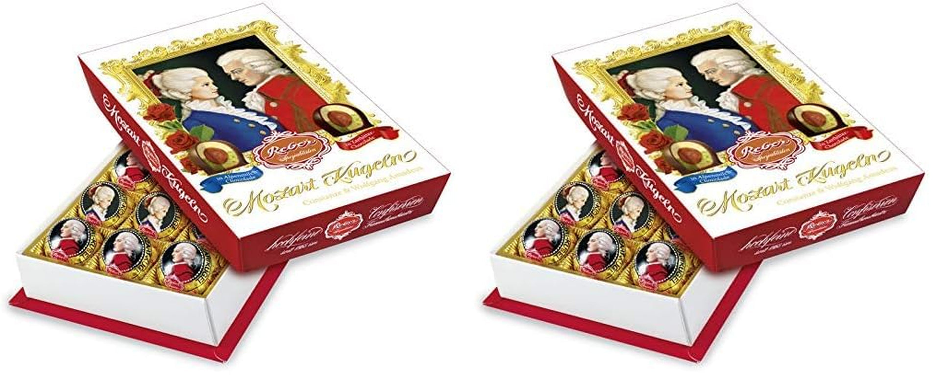 Kulki Reber Mozart z gorzką czekoladą, opakowanie 6 szt. z marcepanem i nugatem, wegańskie - 1 x 120 g