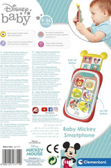 Clementoni 17711 Disney Baby Baby Mickey Smartphone, Dziecięcy telefon komórkowy z efektami świetlnymi i dźwiękowymi, Interaktywna zabawka dla dzieci 9-36 miesięcy, M, Wielokolorowe Bebe Toys Naty Shop