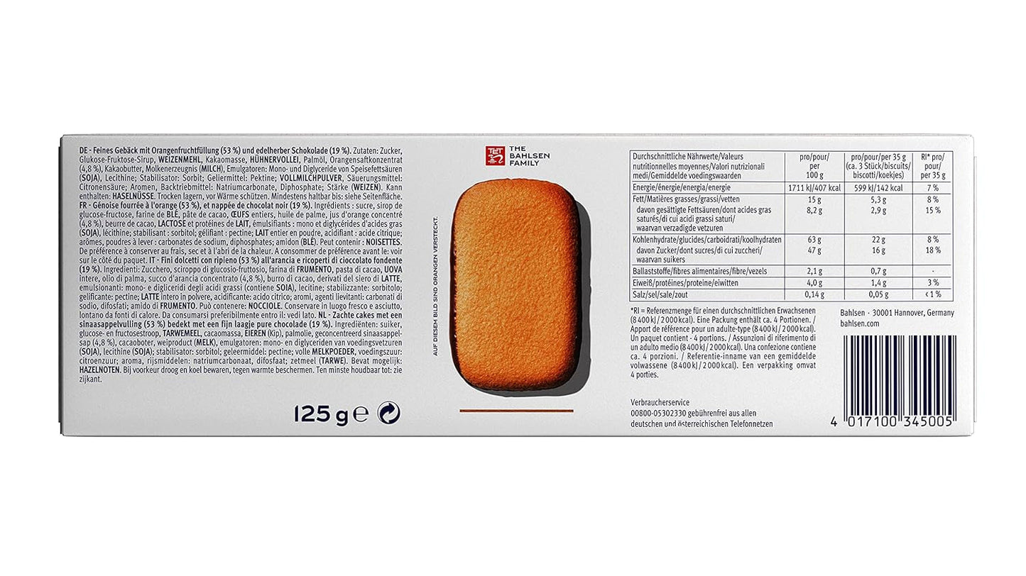 Bahlsen Messino Edelherb - Opakowanie 4 szt. - Puszyste ciasto z nadzieniem czekoladowo-pomarańczowym Edelherb (1 x 125g)
