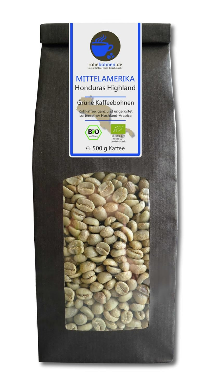 Bio Rohkaffee - Grüner Hochland Kaffee Honduras Highland (grüne Kaffeebohnen 500g) - certyfikat GMP