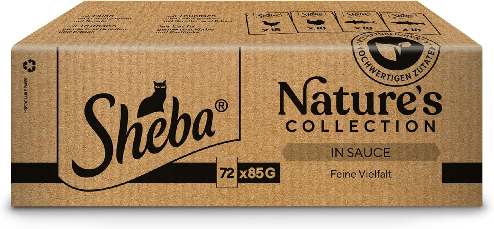 SHEBA Nature's Collection w sosie - wysokiej jakości mokra karma dla kotów, drobnej odmiany (MSC) w porcjowanych saszetkach - 72 x 85 g