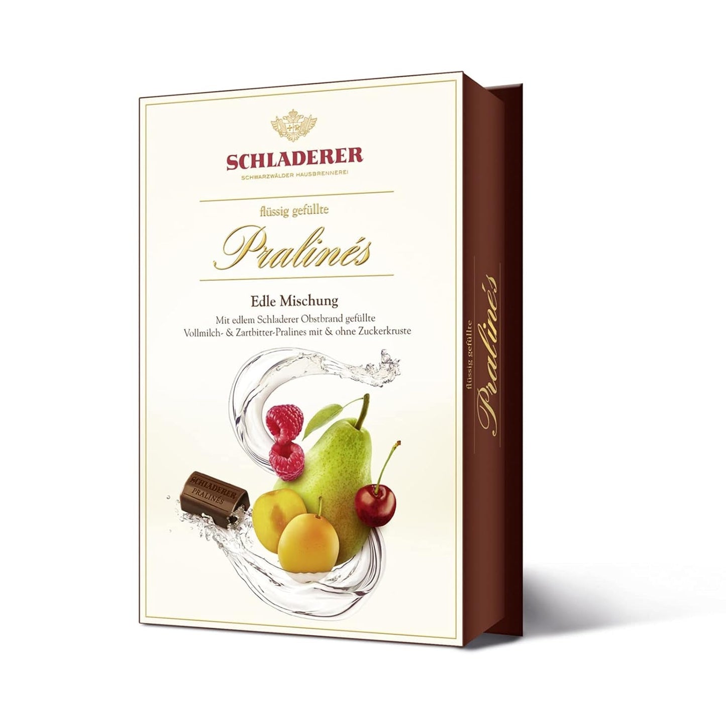 Praliny RCP Schladerer, delikatny asortyment, czekolada mleczna i gorzka, z cukrową skórką i bez, z płynnym nadzieniem, zawiera alkohol, świetny prezent, 255g