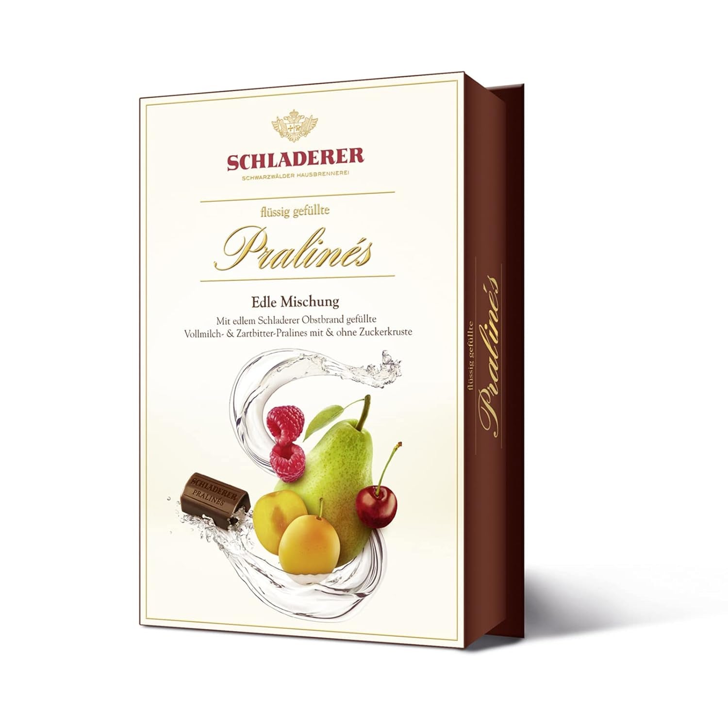 Praliny RCP Schladerer, delikatny asortyment, czekolada mleczna i gorzka, z cukrową skórką i bez, z płynnym nadzieniem, zawiera alkohol, świetny prezent, 255g
