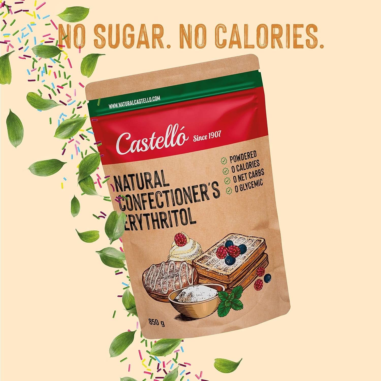 Naturalny Erytrytol - Cukier Puder | 10G = 7G cukru, 850 gramów słodzików Naty Shop