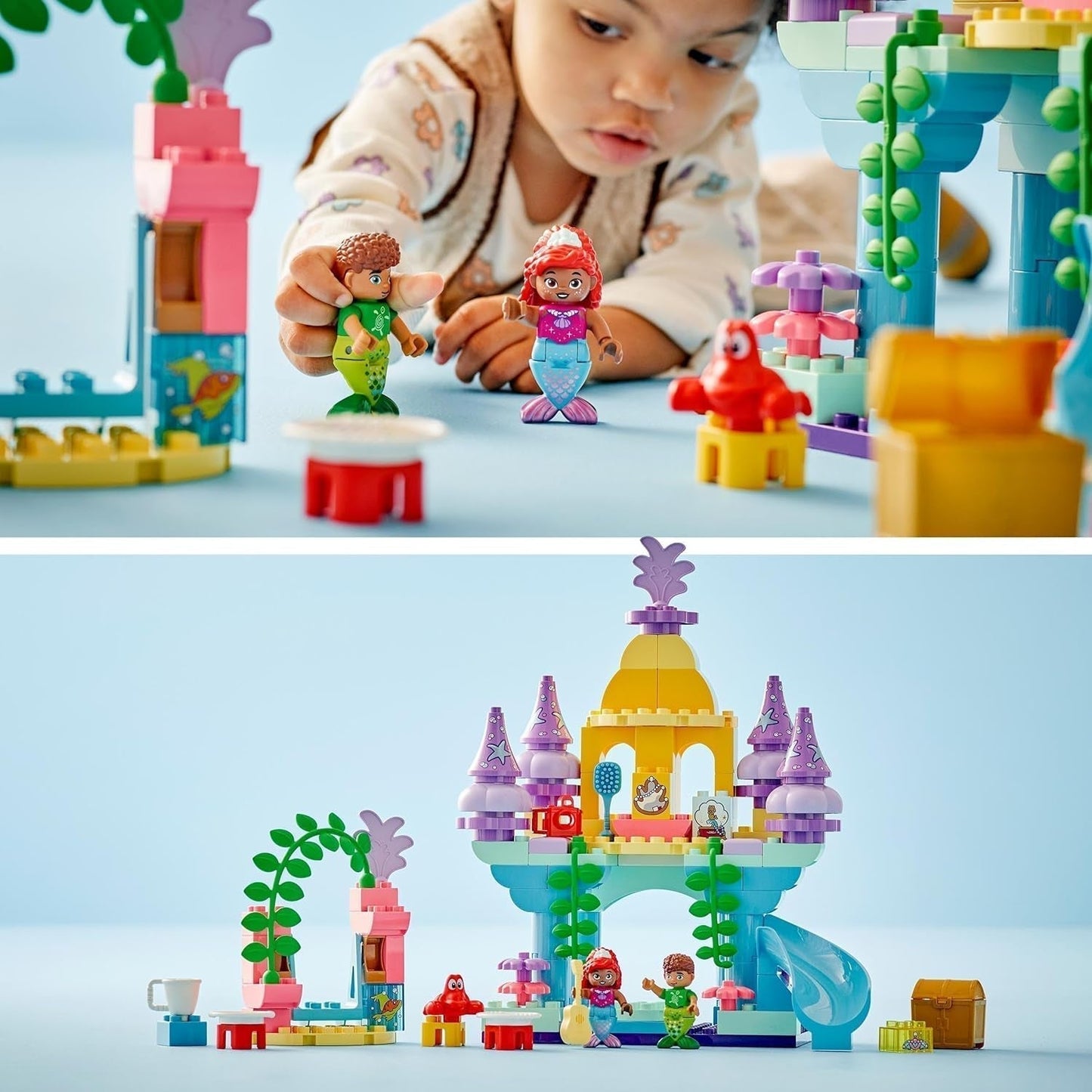 LEGO DUPLO | Disney Magiczny Podwodny Pałac Ariel, zabawka edukacyjna dla syreny Ariel, podwodny zamek dla dzieci powyżej 2. roku życia 10435 Zestawy do budowania Besuche den LEGO-Store