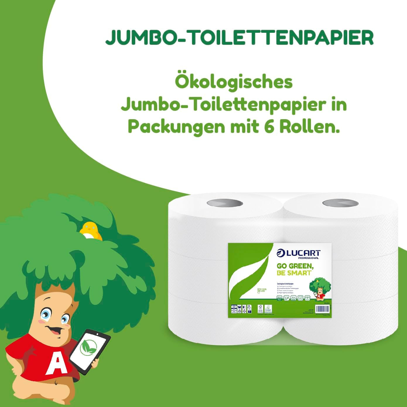 Papier toaletowy Jumbo Eco w rolce, 2-warstwowy, krem ​​do mycia rąk o formule oczyszczającej, nawilżającej i wygładzającej - o kwiatowym zapachu - 5L, 6 sztuk (1 opakowanie)