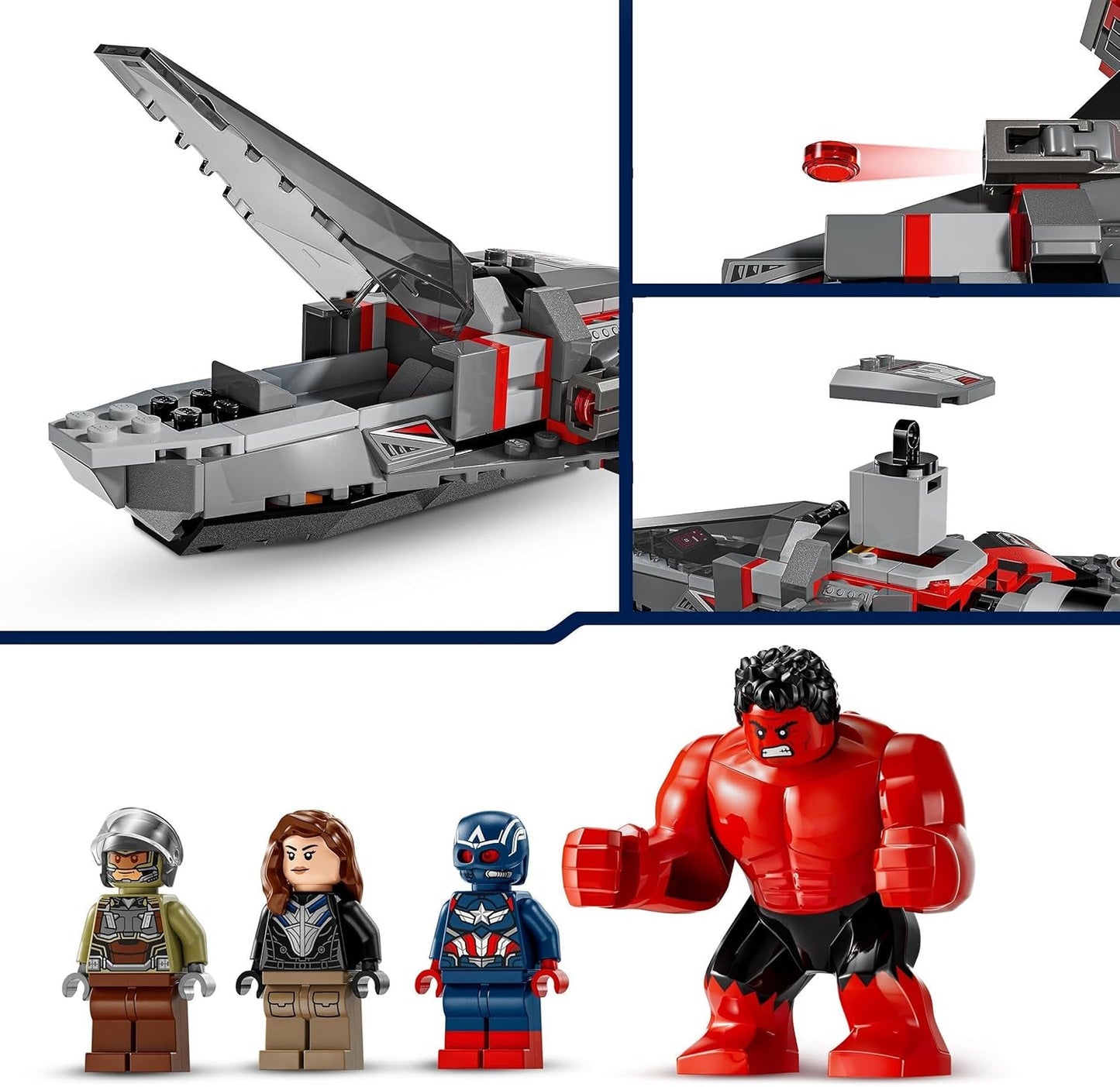 LEGO Marvel Starcie pomiędzy Kapitanem Ameryką a Czerwonym Hulkiem Prezent dla dzieci Zestaw odrzutowy do zbudowania Zabawka superbohatera dla chłopców i dziewcząt 8-letnia przygoda do budowania 76292 Zestawy do budowania Besuche den LEGO-Store