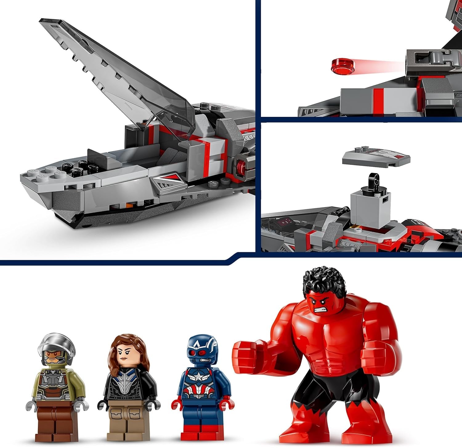 LEGO Marvel Starcie pomiędzy Kapitanem Ameryką a Czerwonym Hulkiem Prezent dla dzieci Zestaw odrzutowy do zbudowania Zabawka superbohatera dla chłopców i dziewcząt 8-letnia przygoda do budowania 76292 Zestawy do budowania Besuche den LEGO-Store