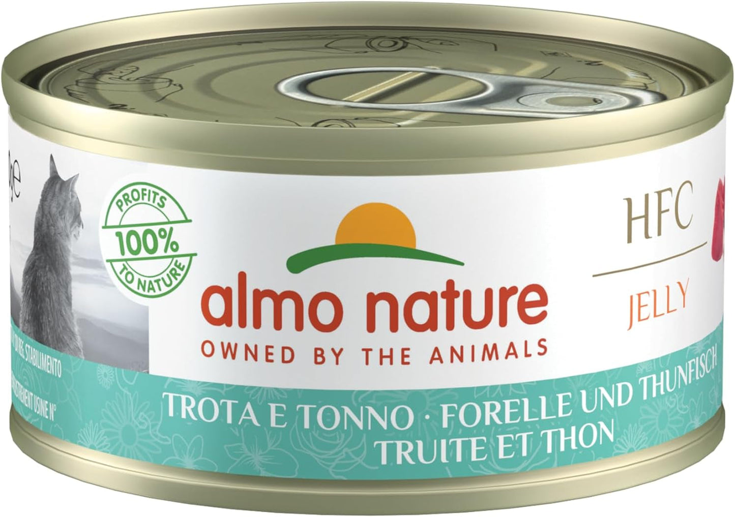 Almo Nature HFC Jelly - Mokra karma dla dorosłych kotów - Pstrąg i Tuńczyk - Jakość ludzka, Bezglutenowa - 6 x 70g