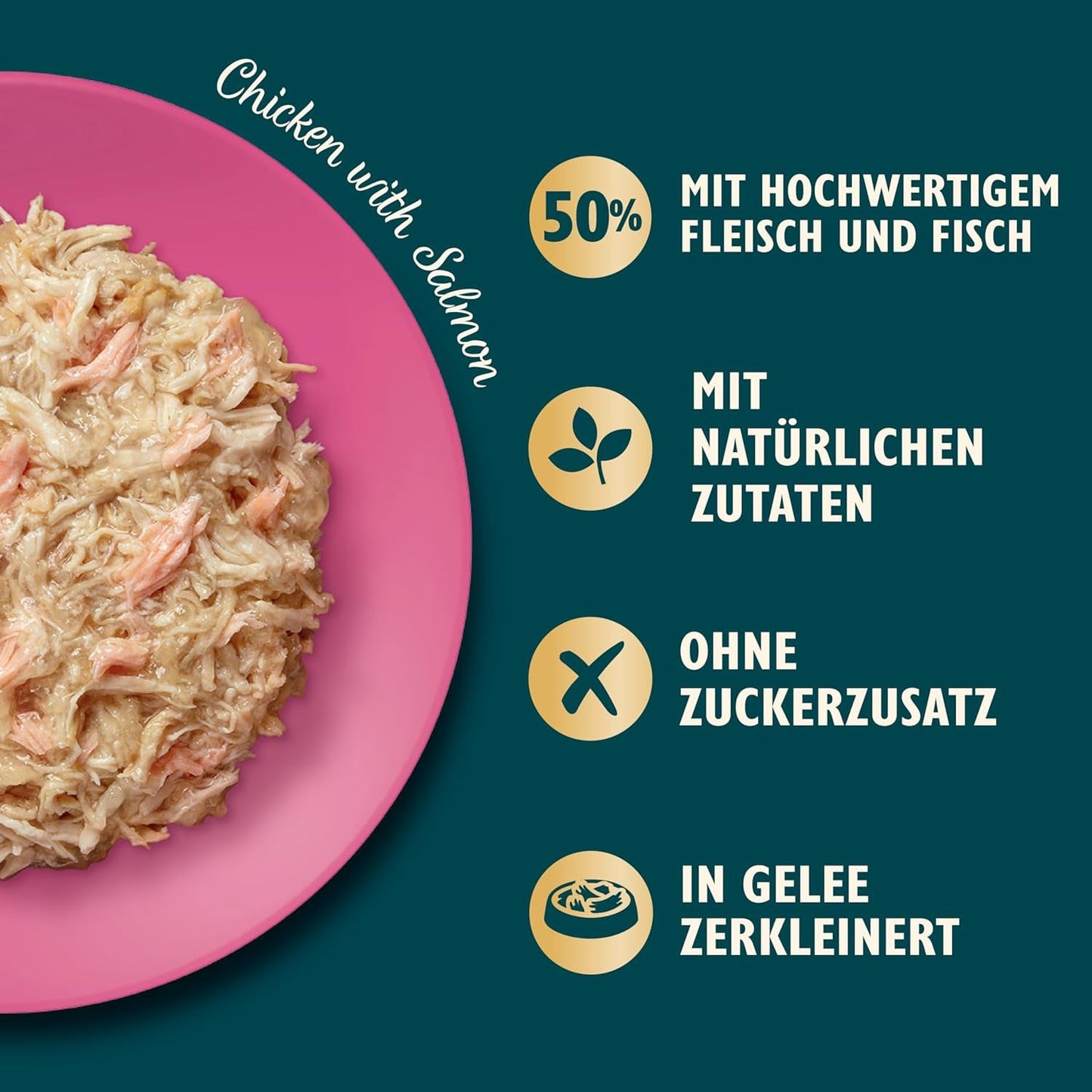 Lily's Kitchen Aus Naturichen Składnik hermestellung Zerkleinerte Filety w Gelee mit Hühnchen und Lachs Ausgewachsen Nassfutter für Katzen 70 g Dawka