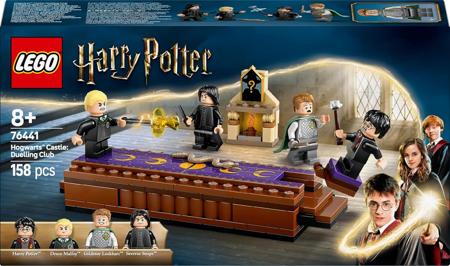 LEGO Harry Potter Zamek Hogwart: zestaw do budowania Klubu Pojedynków z 4 minifigurkami w zestawie. Draco Malfoy, Gilderoy Lockhart i Severus Snape, zestaw Z funkcją Dla chłopców i dziewcząt w wieku od 8 lat 76441 Zestawy do budowania Besuche den LEGO-Store