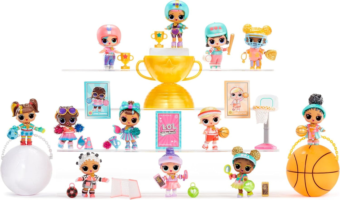 LOL niespodzianka! Kolekcja All-Star Sports Vault Tots – zawiera 1 lalkę, opancerzone opakowanie, 12 lalek kolekcjonerskich, 8 akcesoriów do rozpakowywania, idealne dla dzieci w wieku od 4 lat, kolor różowy